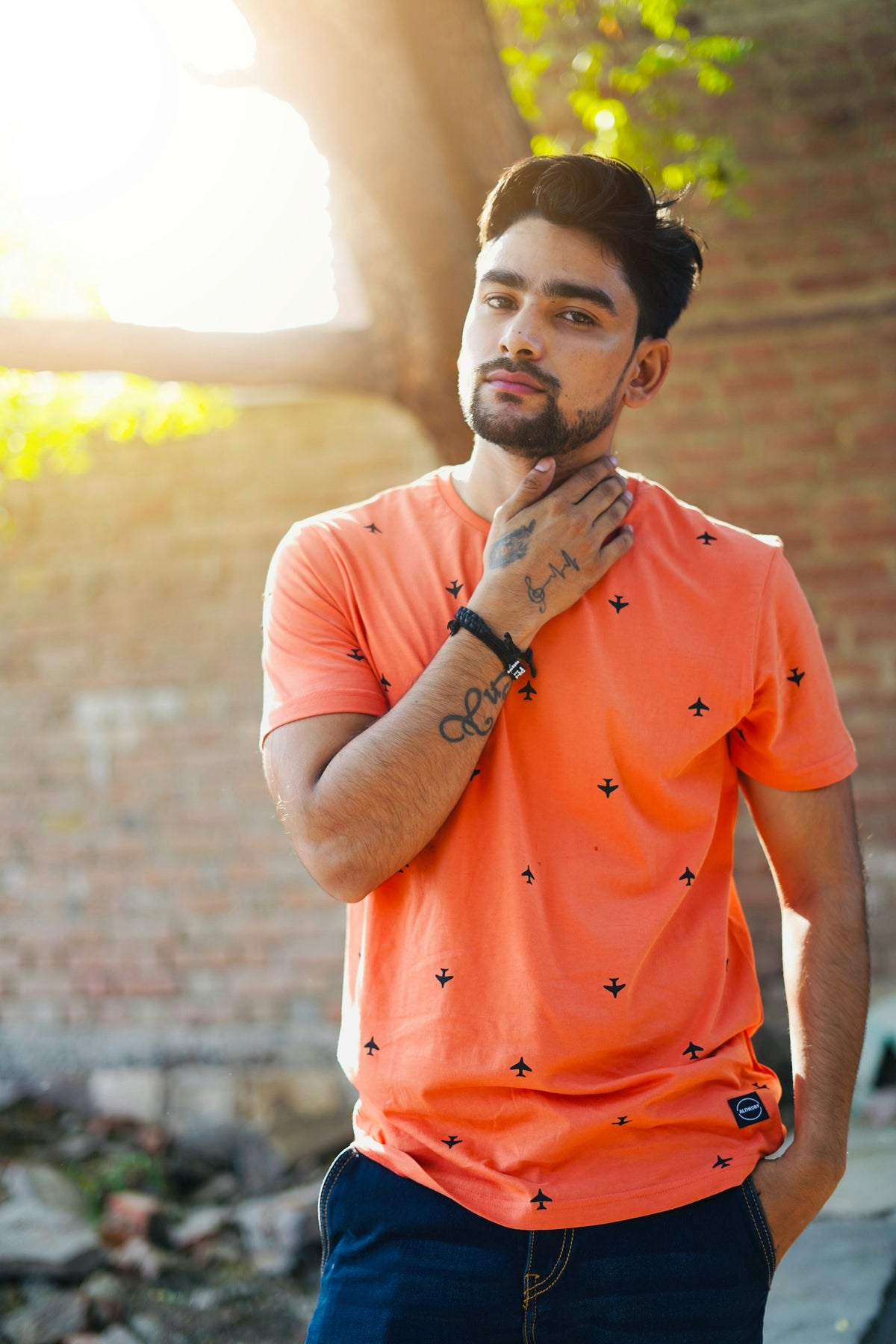 Santra Printed Polo in Orange