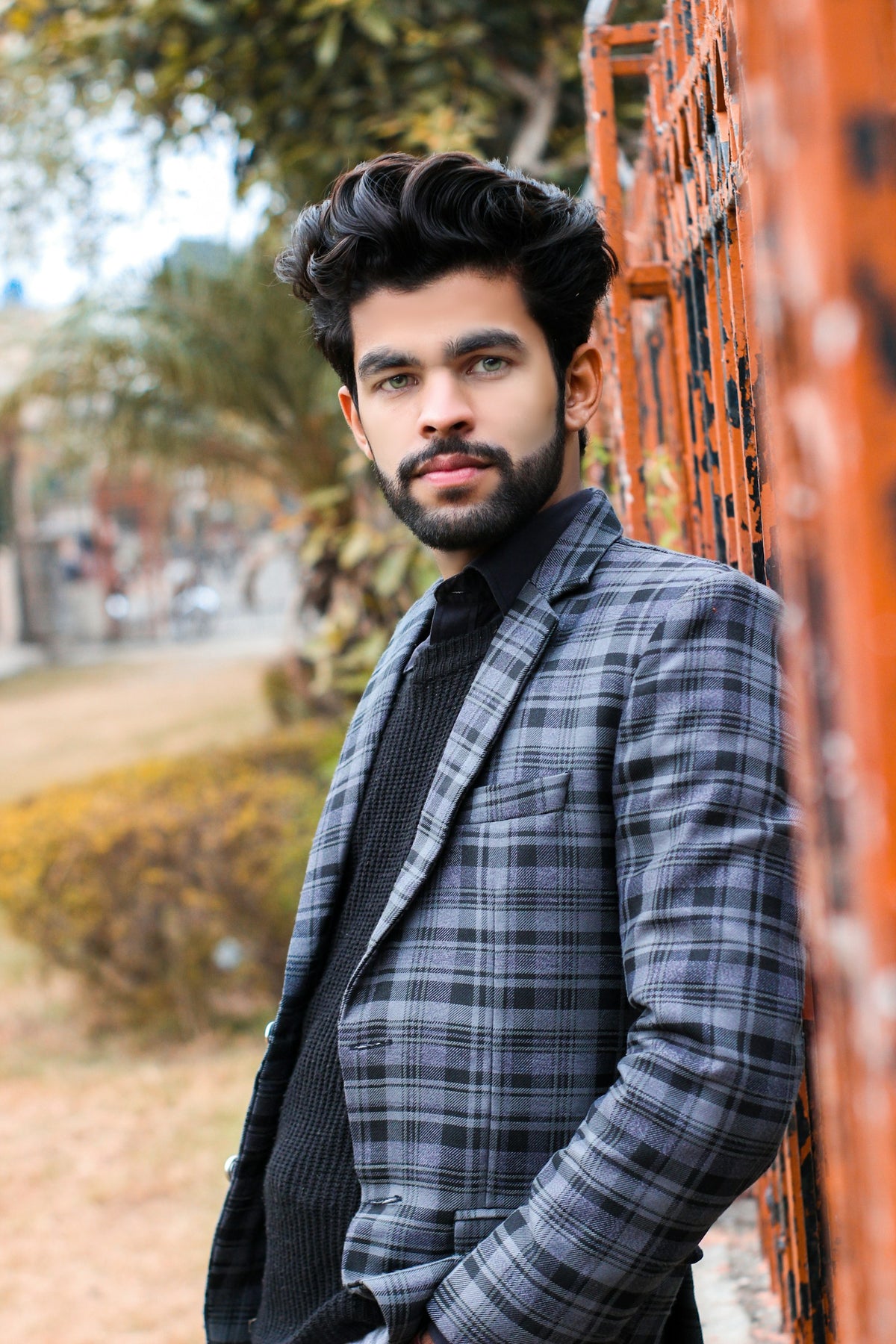 Glen Check Blazer in Grey Check