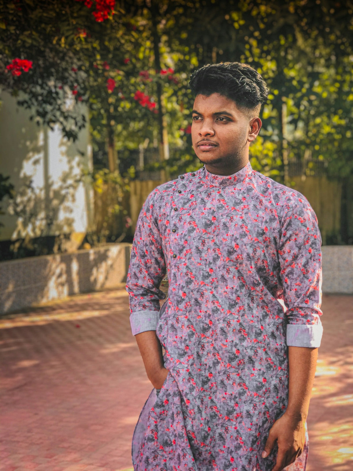 Phoolwari Printed Kurta in Pink Print