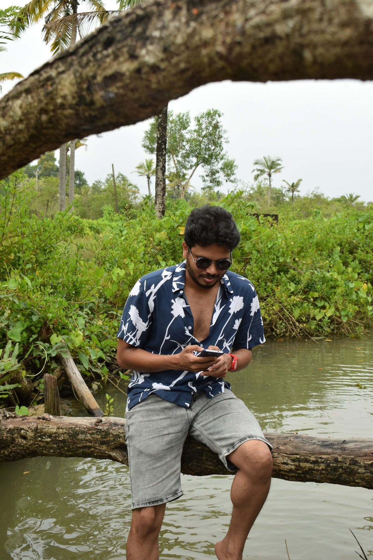 Goa Printed Resort Shirt in Black Print