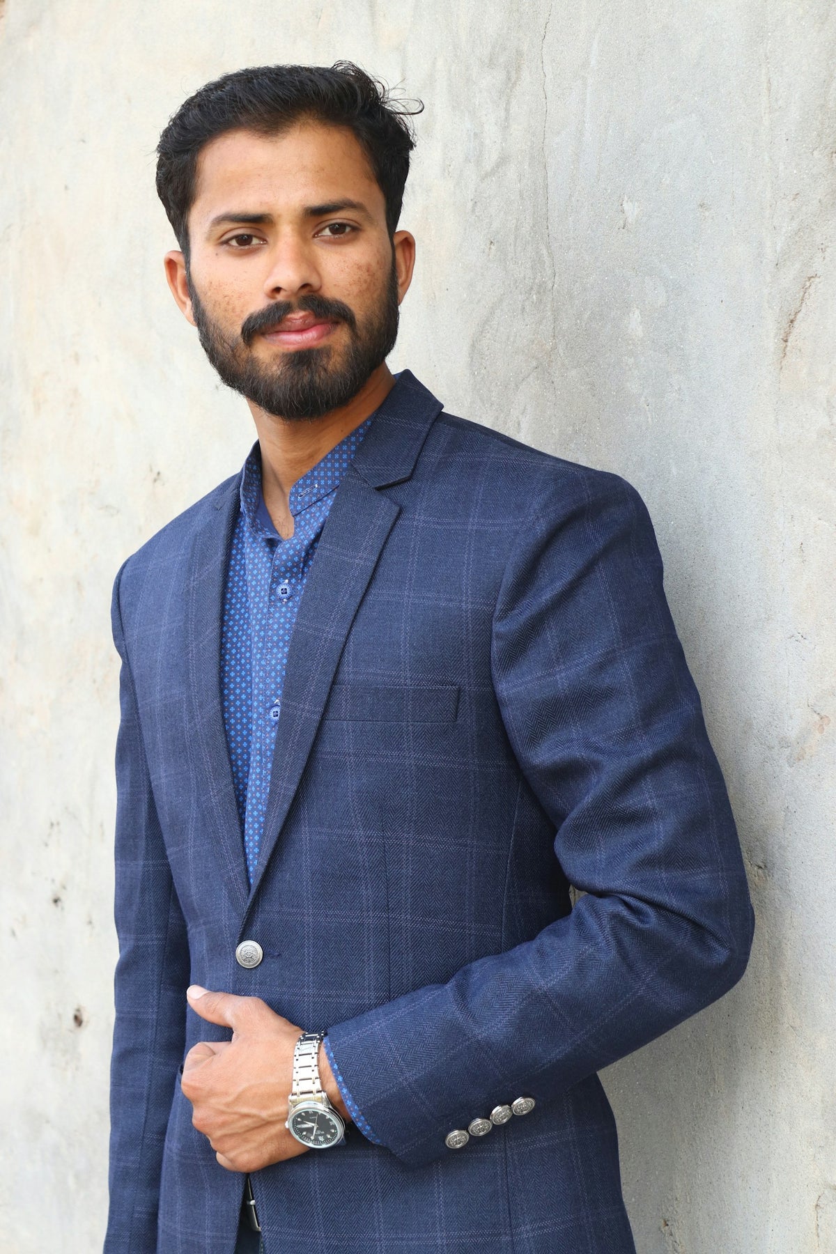 Neela Check Blazer in Blue Check