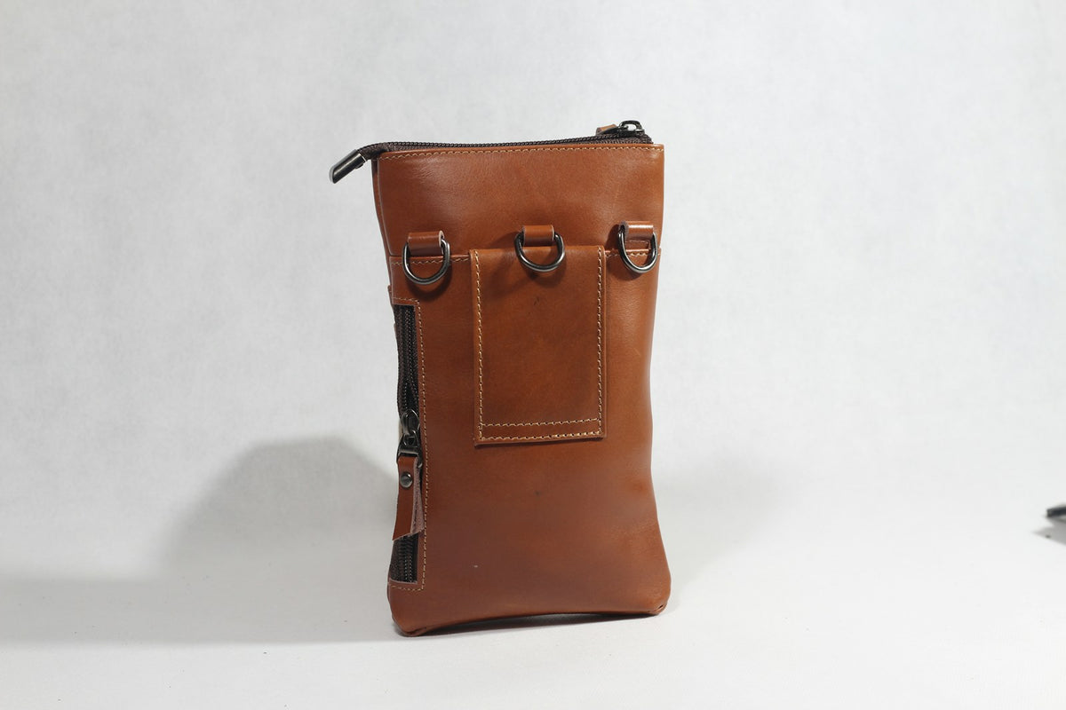 Compact Crossbody Pouch in Tan