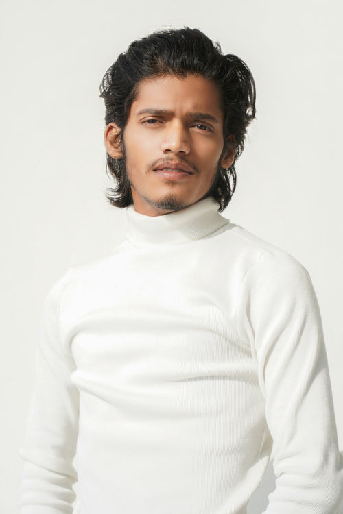 Barf Turtleneck Knit in Off White