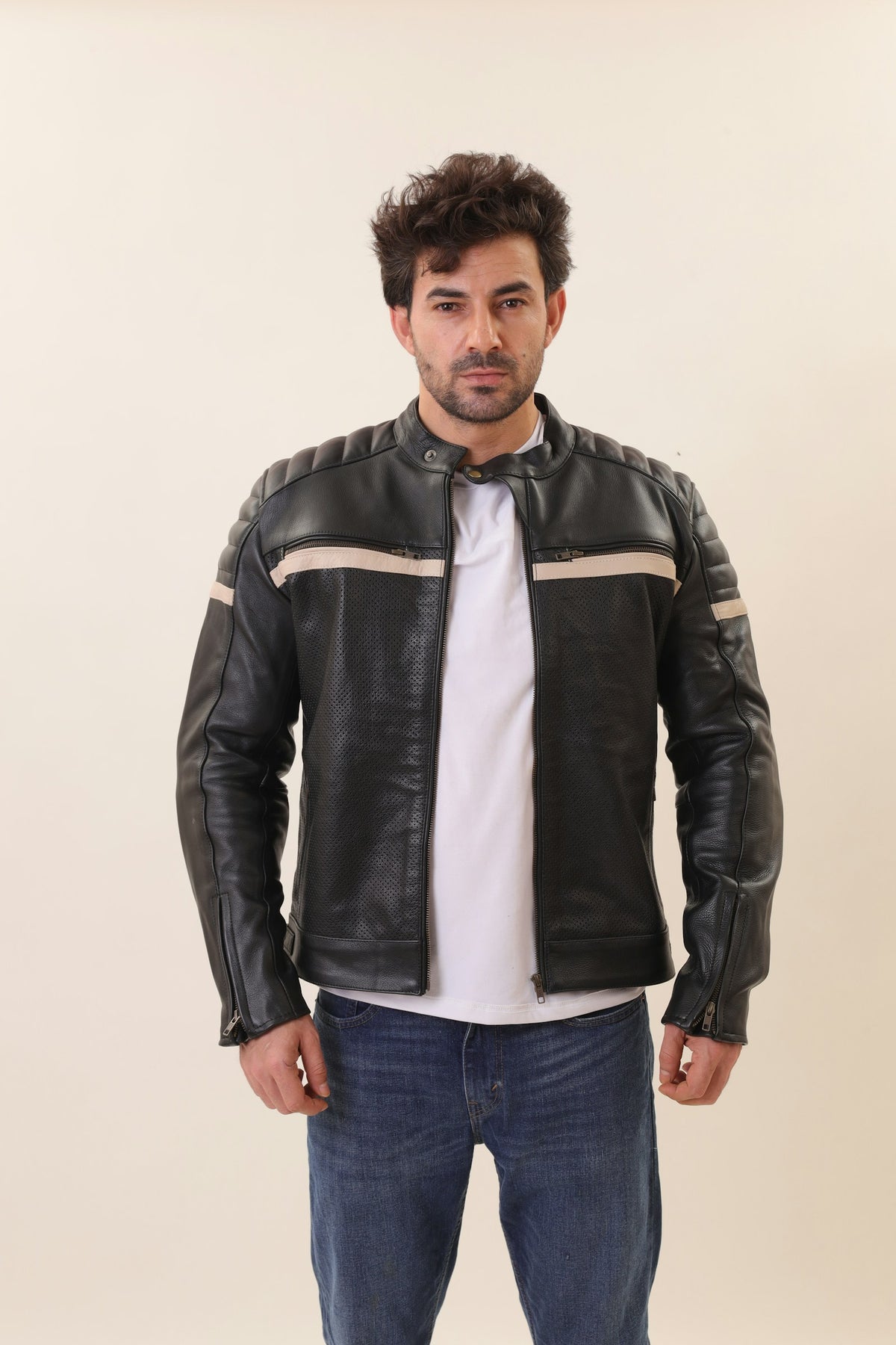 Raftaar Moto Leather Jacket in Black