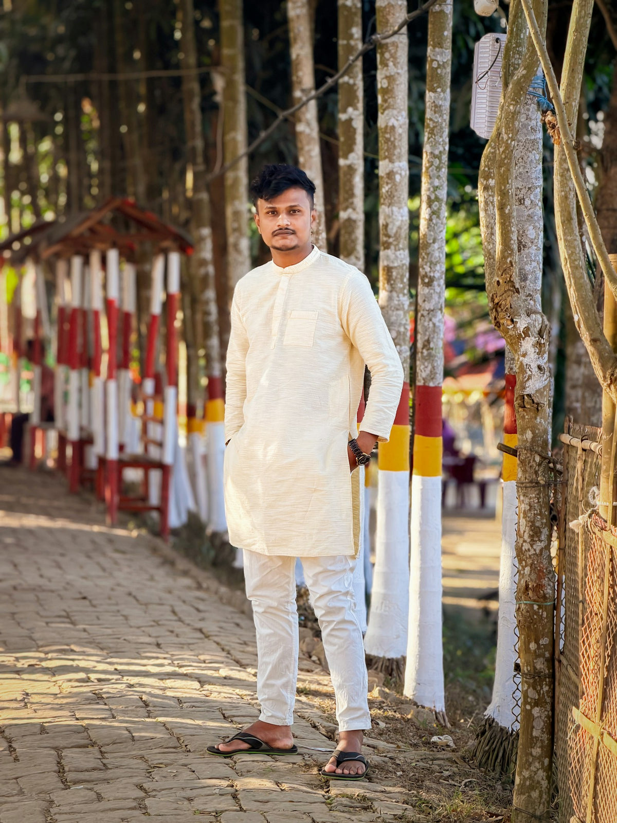Shubh Cream Kurta Set — view 2